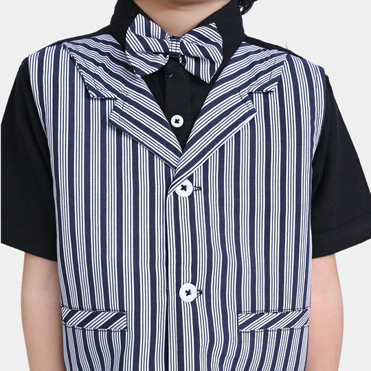 Boys 2PC Suit B&W Stripes-BLACK