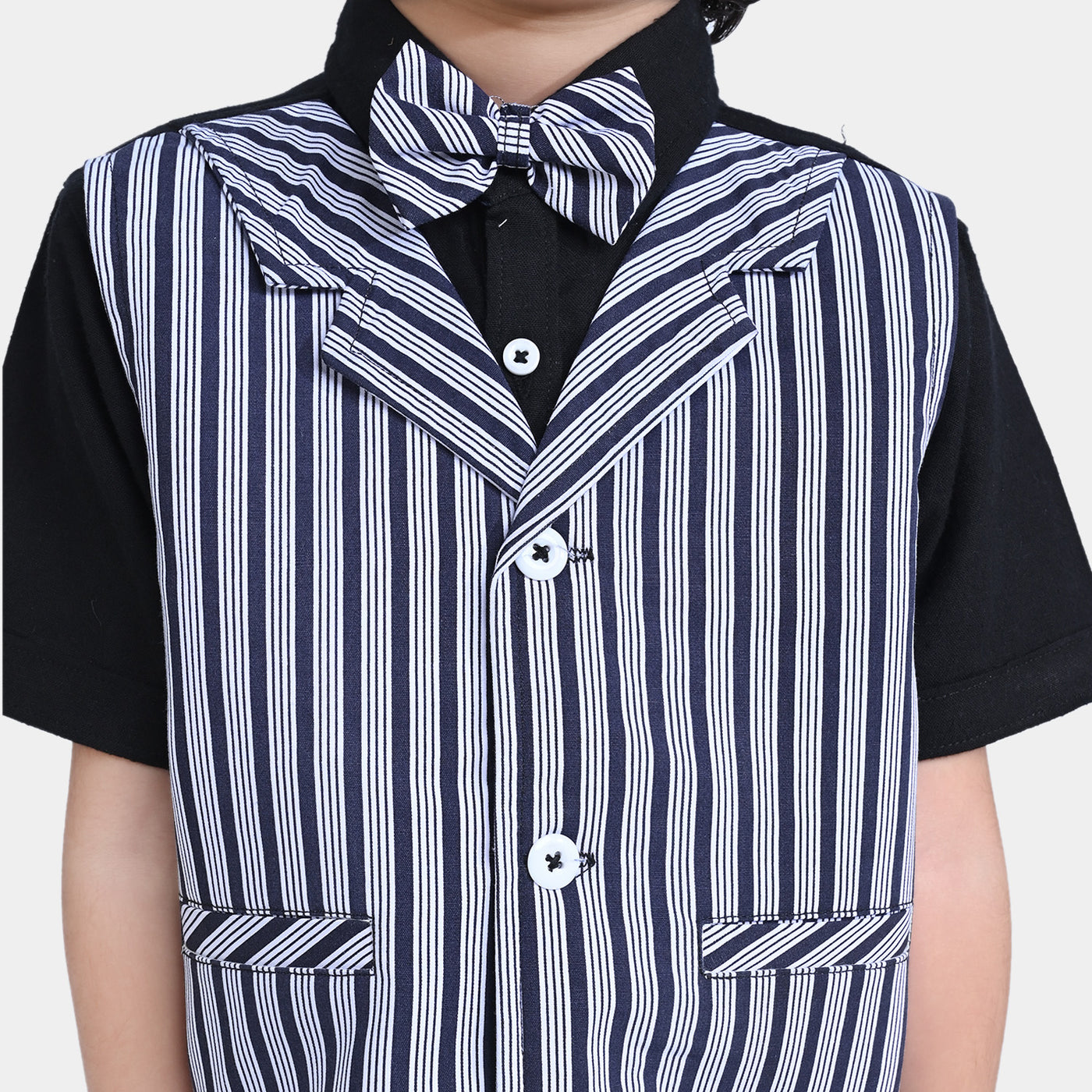 Boys 2PC Suit B&W Stripes-BLACK