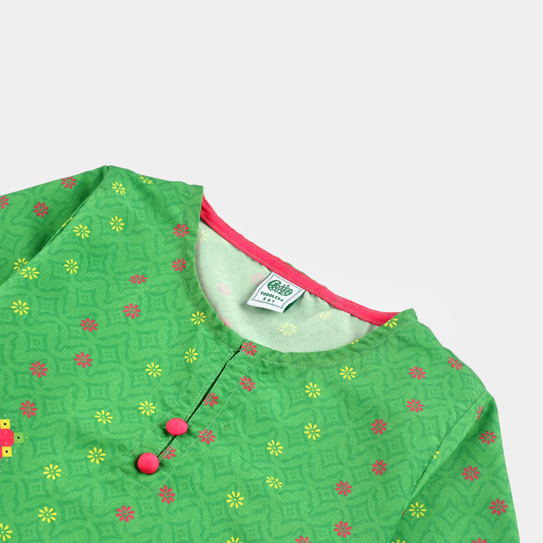 Girls Poly Net Casual Top Dil Dil Pakistan Ind-GREEN