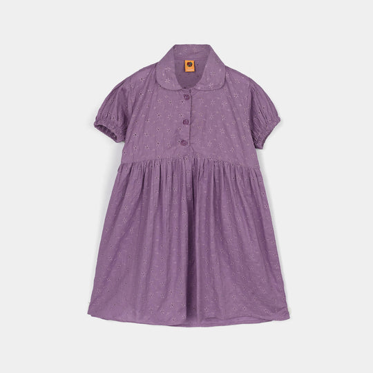Girls Chicken Kari Embroidered Frock Grape-Purple