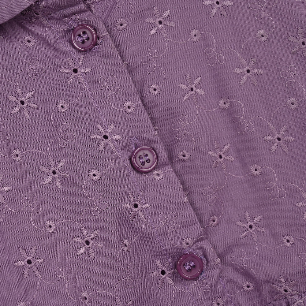 Girls Chicken Kari Embroidered Frock Grape-Purple