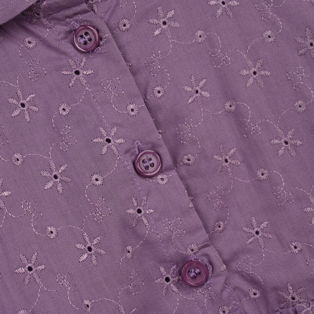 Girls Chicken Kari Embroidered Frock Grape-Purple