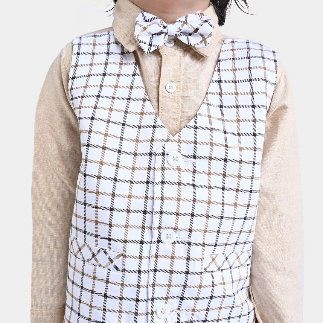 Boys 2PC Suit Check-Off White