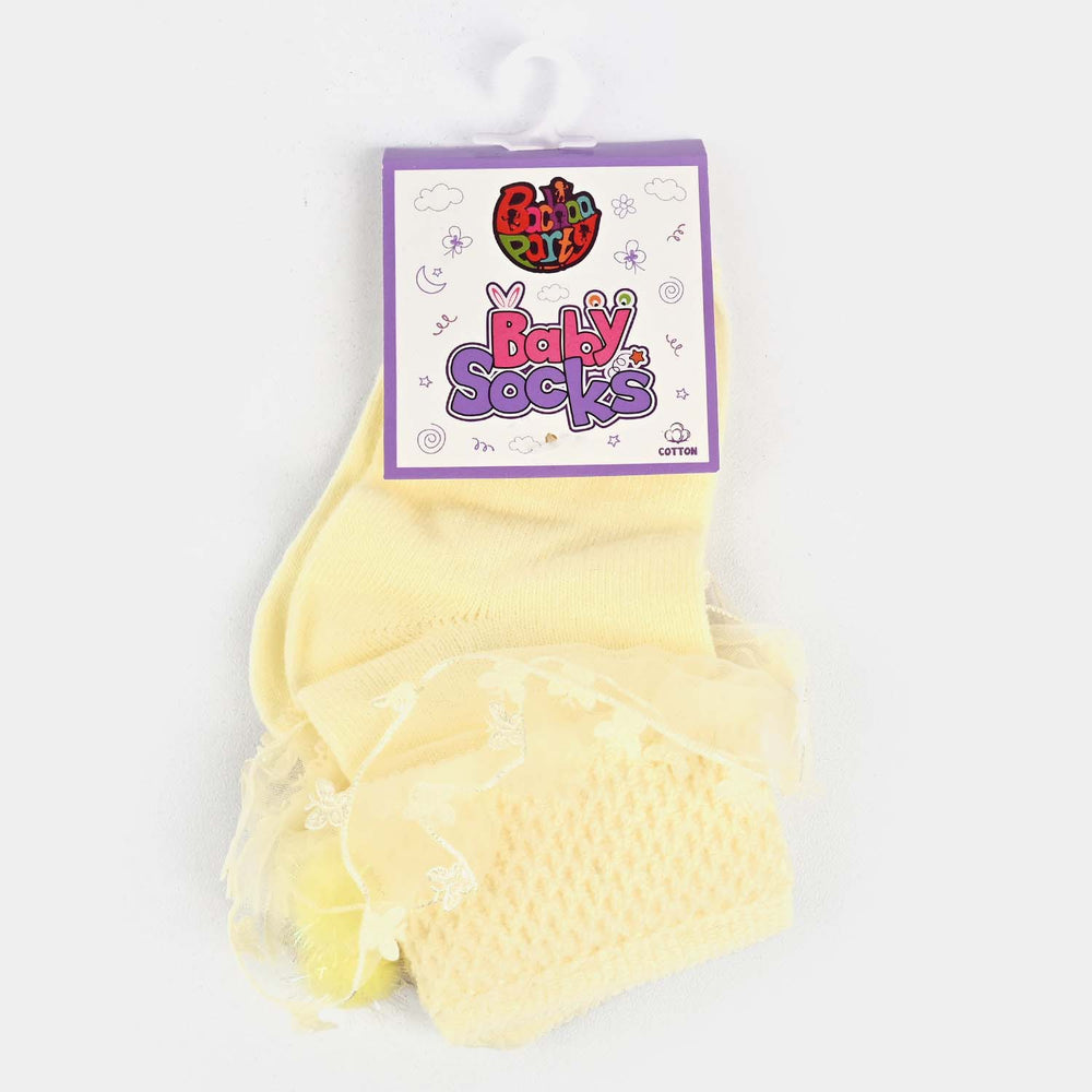 Girls Fashion Frill Socks -Yellow