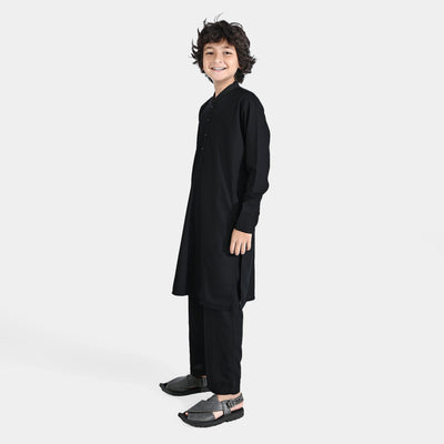 Boys Poly Viscose 3 Piece Suit-BLACK