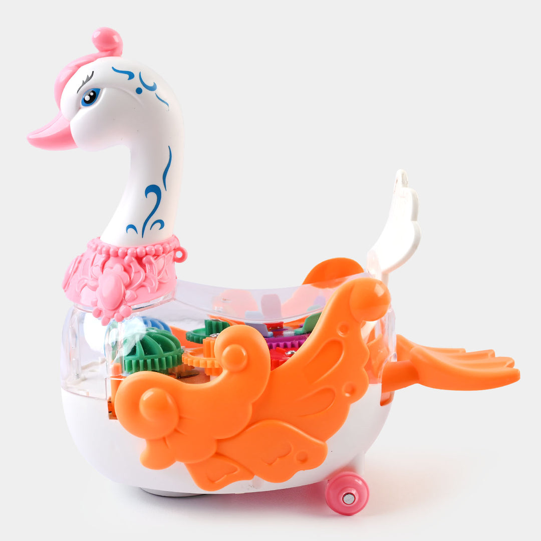 Transparent Gear Swan With Light & Music For Kids