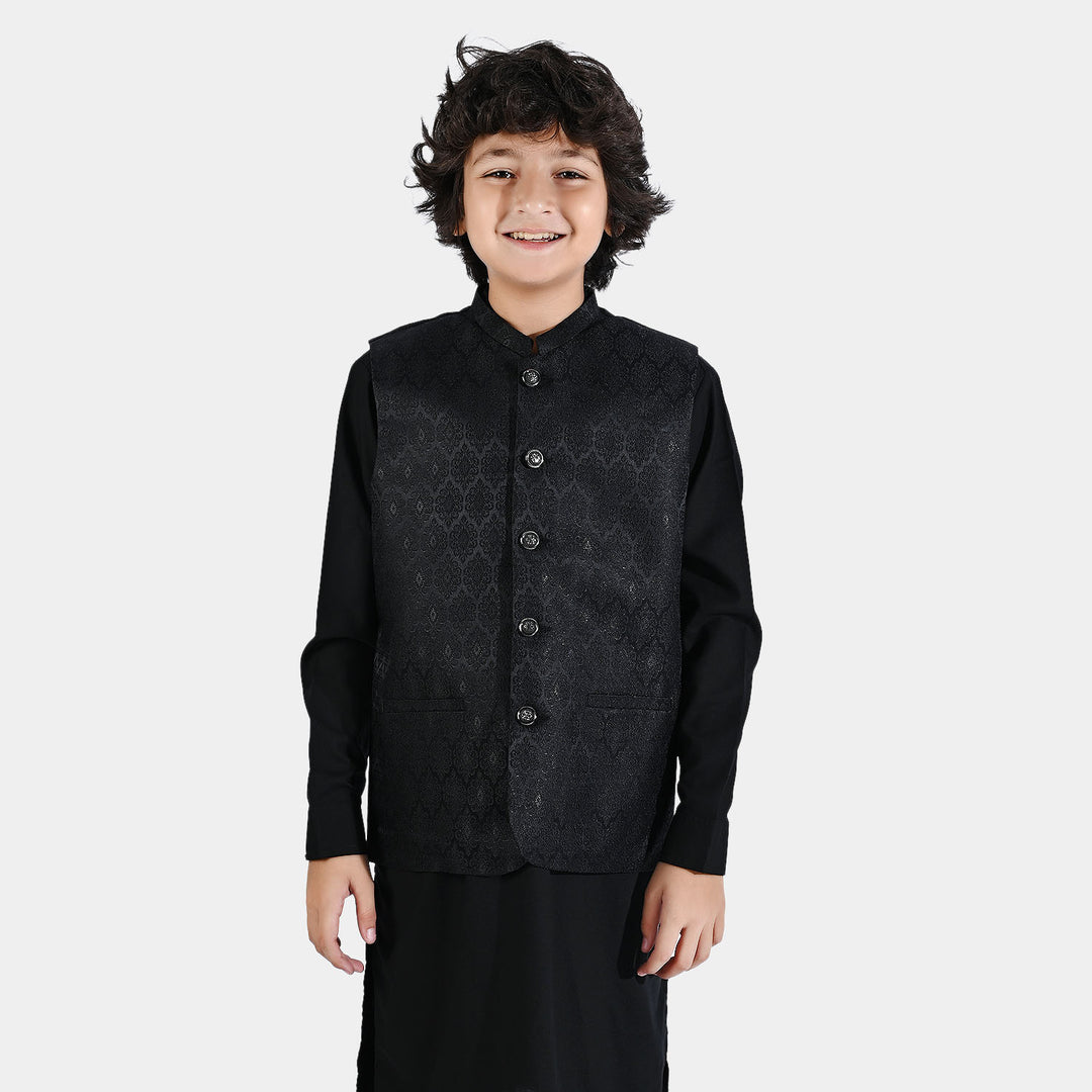 Boys Poly Viscose 3 Piece Suit-BLACK