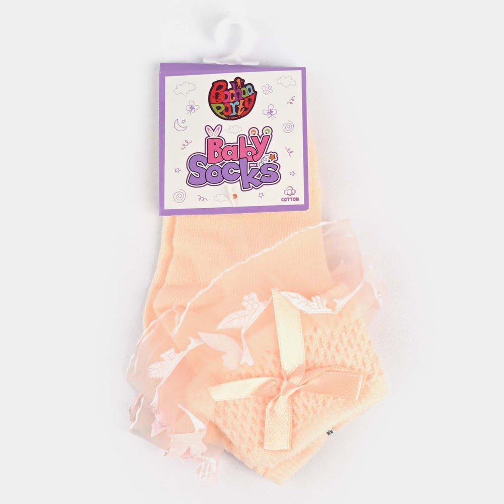 Girls Fashion Frill Socks E -Orange