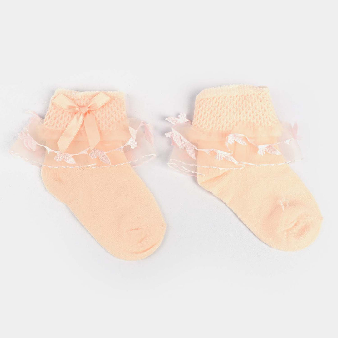 Girls Fashion Frill Socks E -Orange