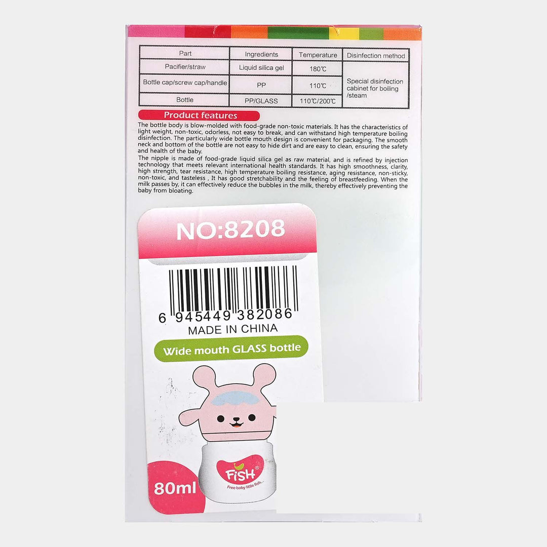 Fish Baby Glass Feeding Bottle 120Ml | Pink