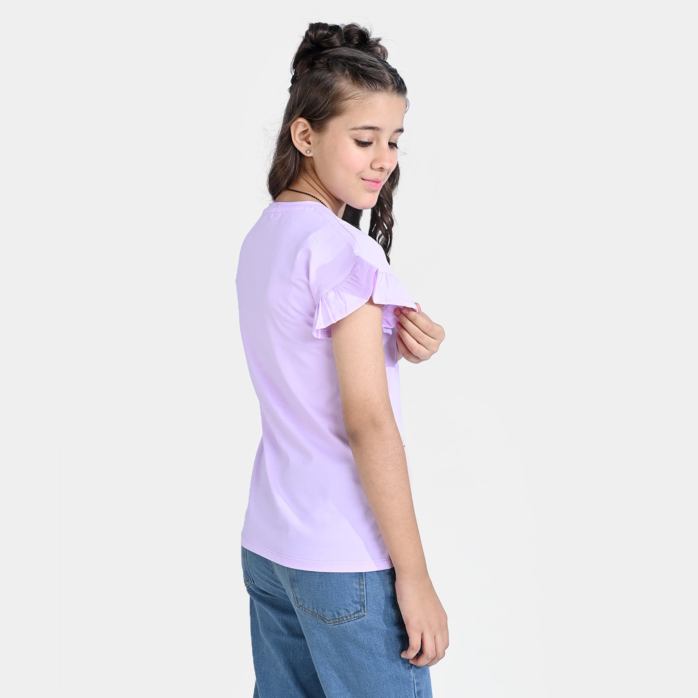 Girls Lycra Jersey T-Shirt Character-L.Purple