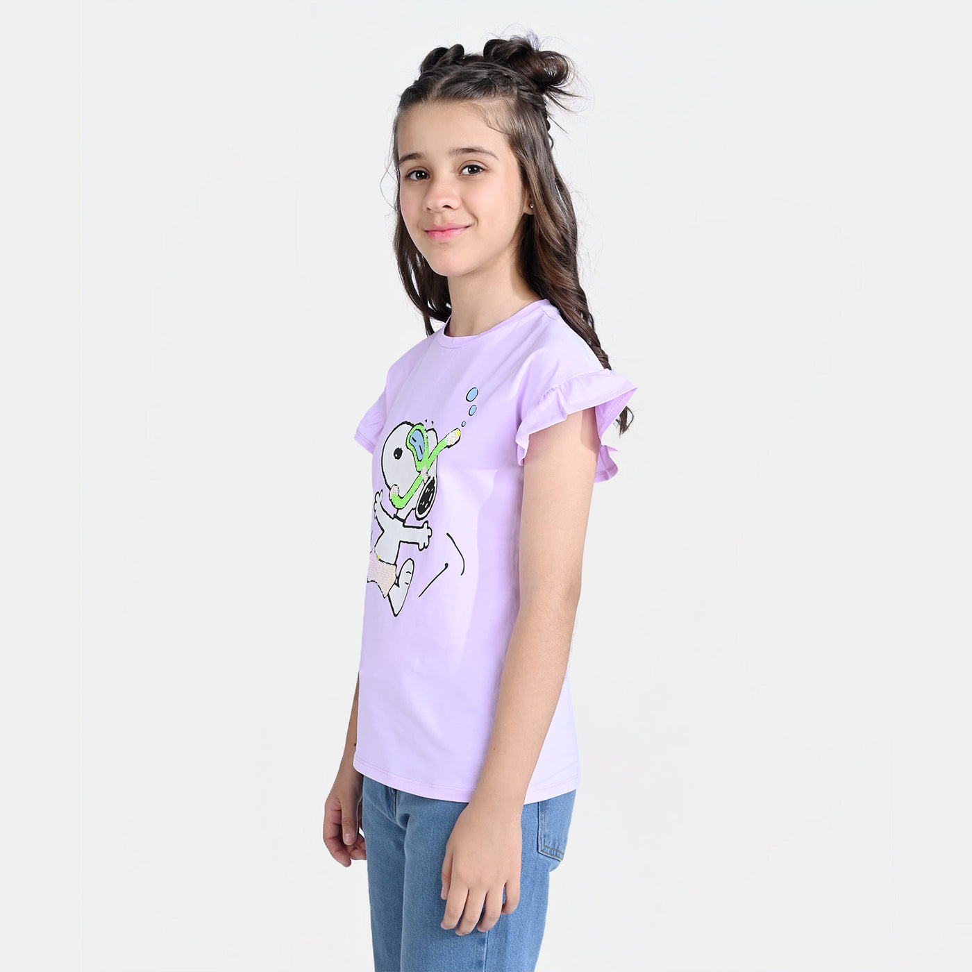 Girls Lycra Jersey T-Shirt Character-L.Purple
