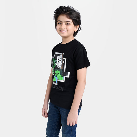 Boys Lycra Jersey T-Shirt -BLACK