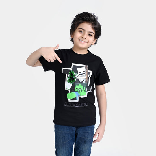 Boys Lycra Jersey T-Shirt -BLACK