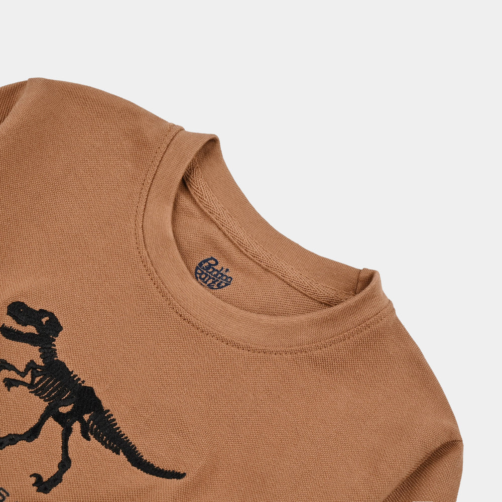 Boys Jumbo Pique T-Shirt F/S Tyrannosaurus - Cashew