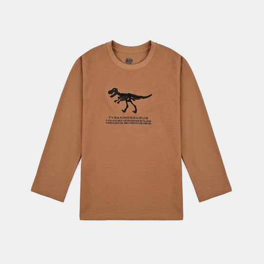 Boys Jumbo Pique T-Shirt F/S Tyrannosaurus - Cashew