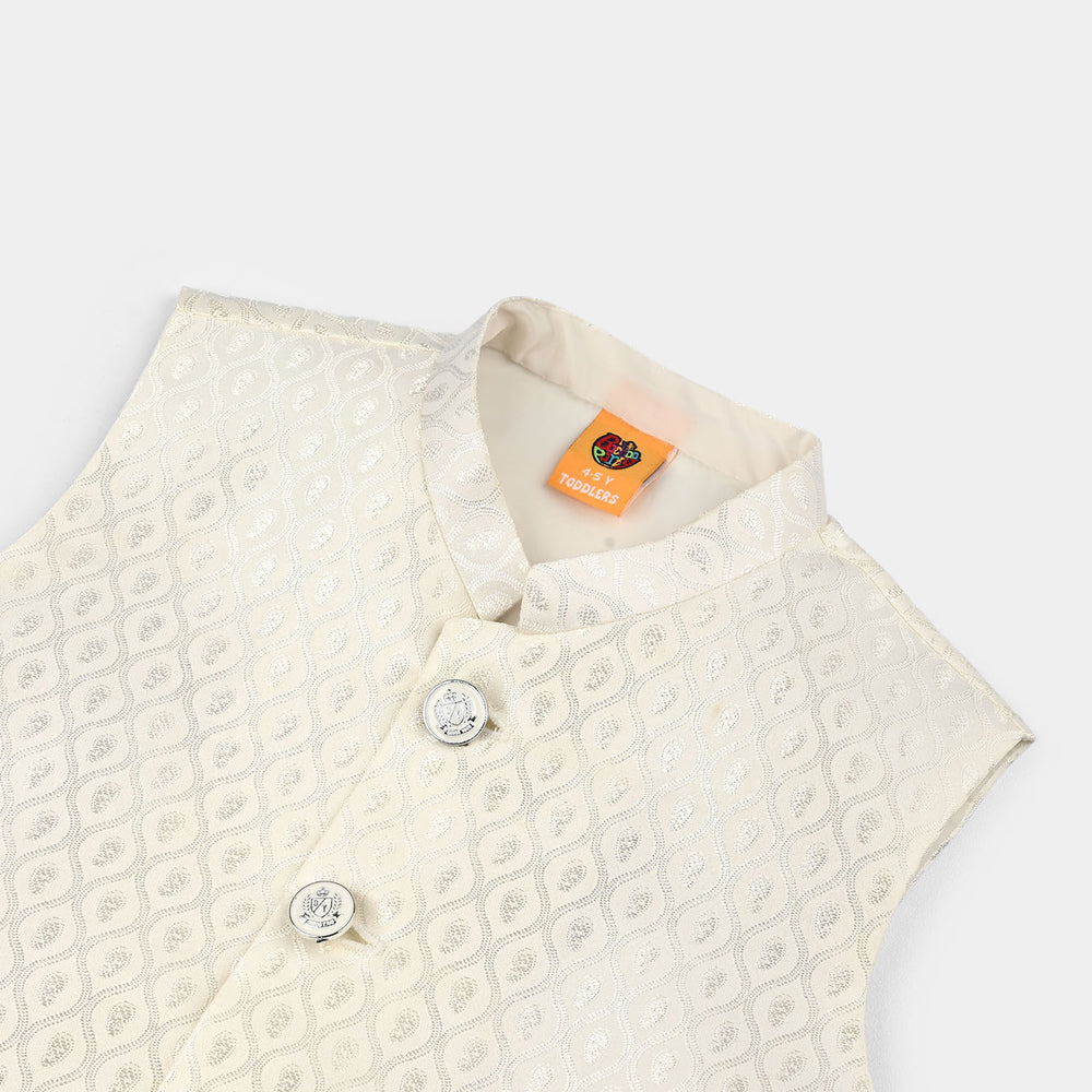 Boys Poly Viscose Waist coat (Blended) - Off White