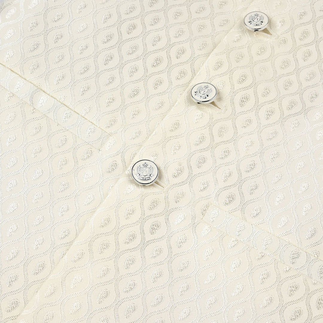 Boys Poly Viscose Waist coat (Blended) - Off White
