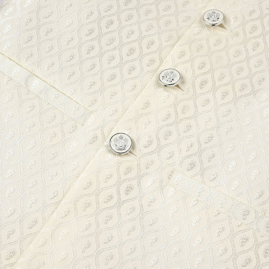 Boys Poly Viscose Waist coat (Blended) - Off White