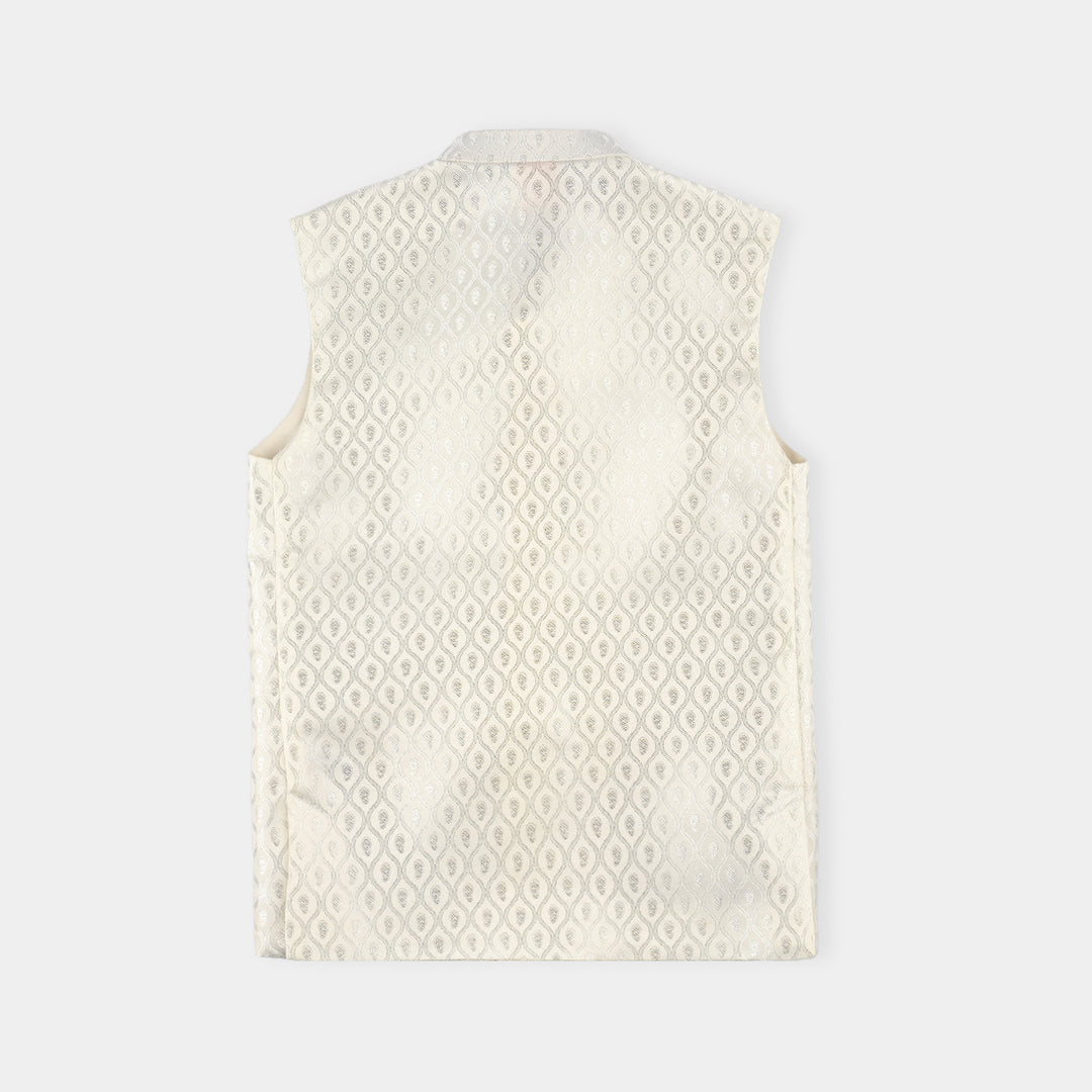 Boys Poly Viscose Waist coat (Blended) - Off White