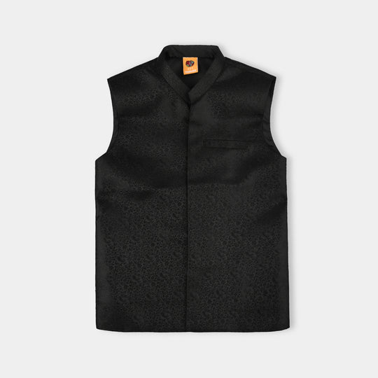 Boys Poly Viscose Waist Coat (Black Funk) - BLACK