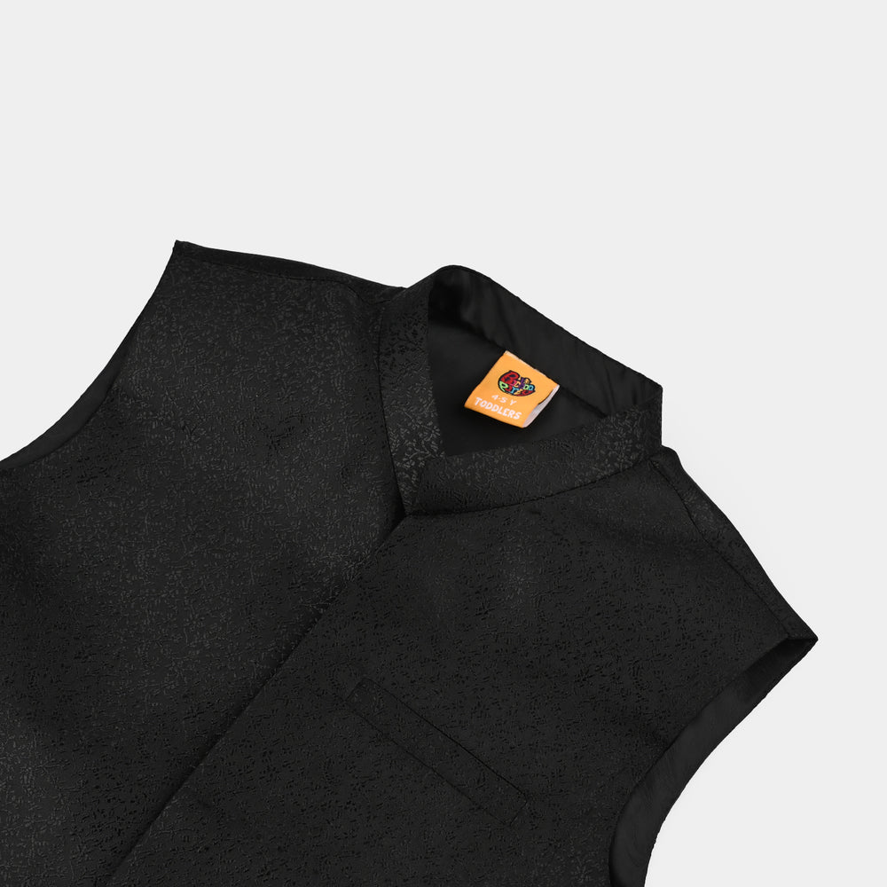 Boys Poly Viscose Waist Coat (Black Funk) - BLACK
