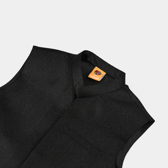 Boys Poly Viscose Waist Coat (Black Funk) - BLACK