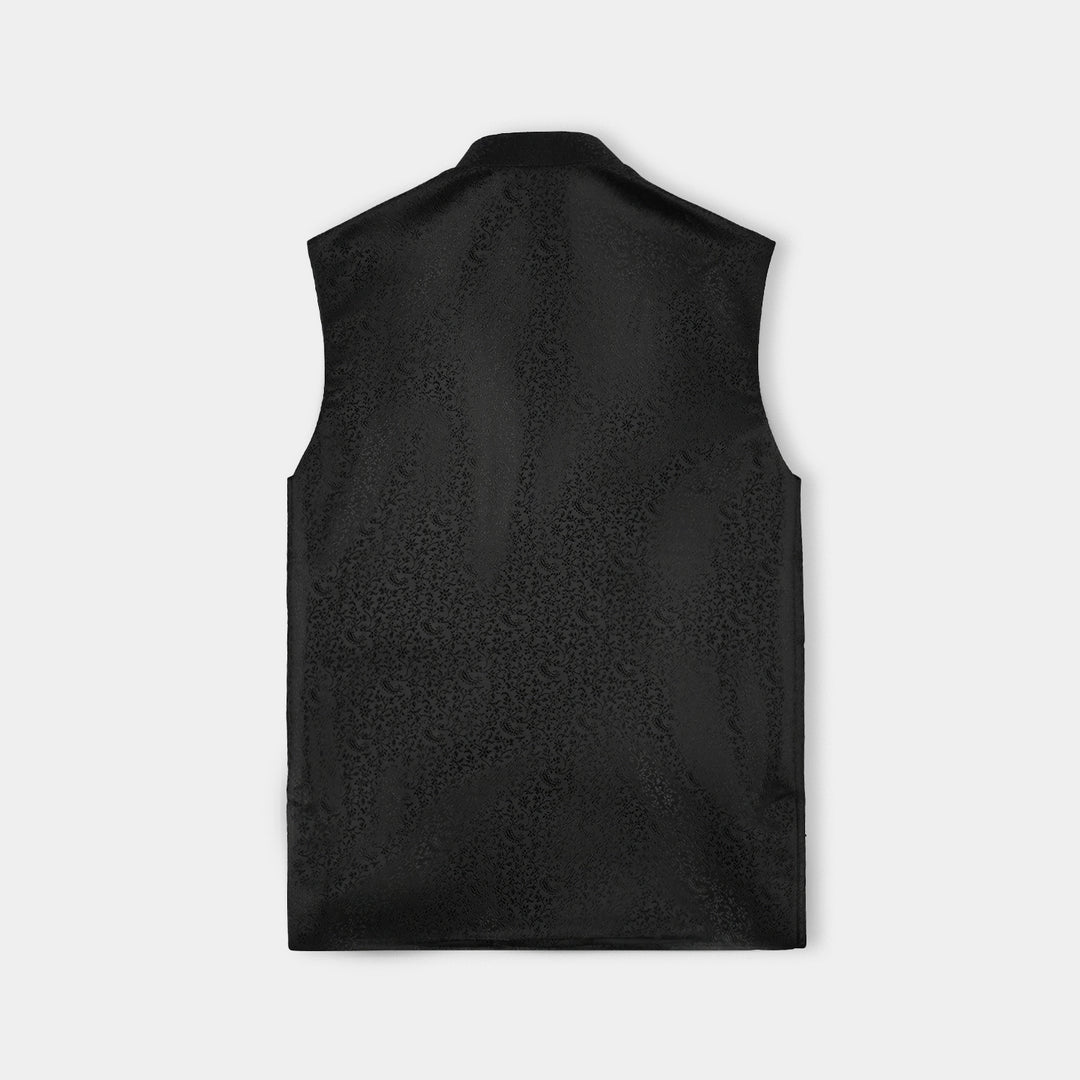 Boys Poly Viscose Waist Coat (Black Funk) - BLACK