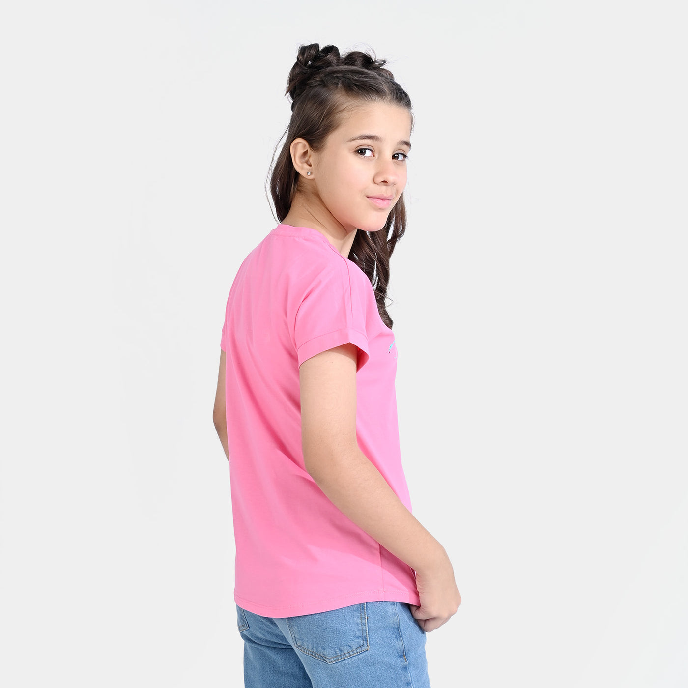 Girls Lycra Jersey T-Shirt-Pink