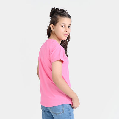Girls Lycra Jersey T-Shirt-Pink