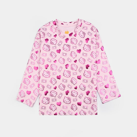 Girls Lycra Jersey T-Shirt F/S Pink Kitty - Candy.Pink