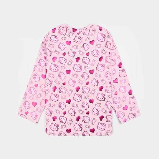 Girls Lycra Jersey T-Shirt F/S Pink Kitty - Candy.Pink