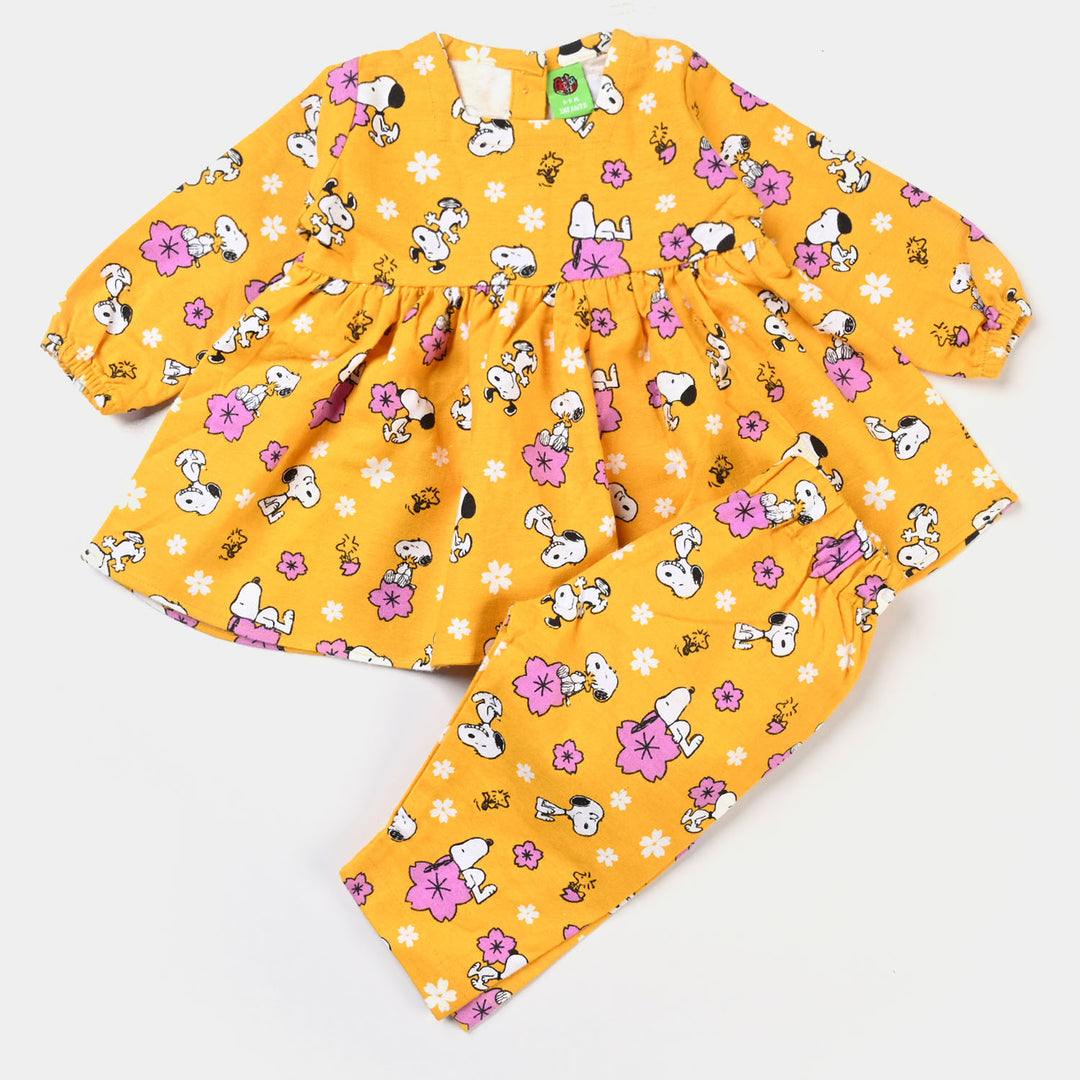 Girls khaddar Woven 2PC Suit Flower-Citrus