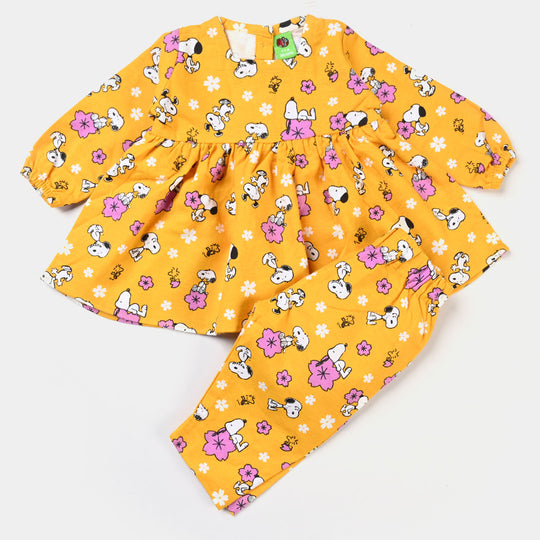 Girls khaddar Woven 2PC Suit Flower-Citrus