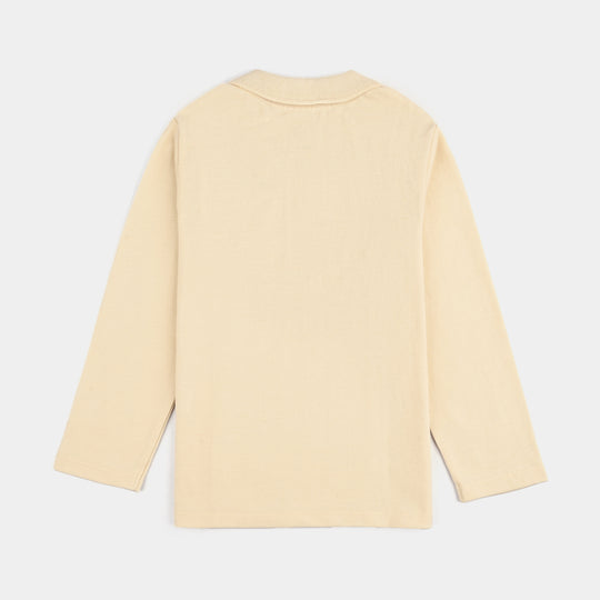 Boys Jumbo Pique Polo F/S Good Vibes - Wood Ash