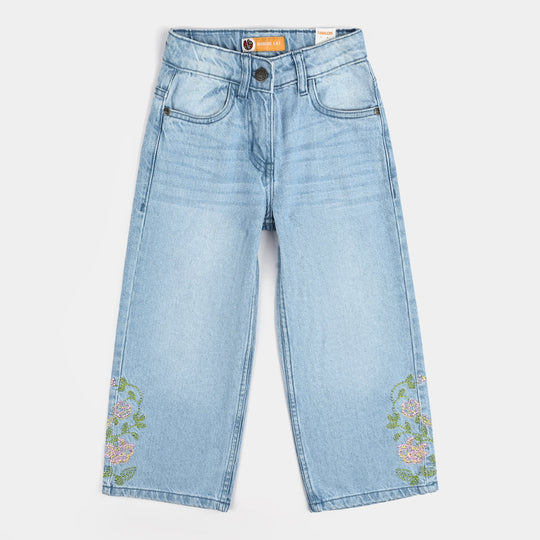Girls Denim Stretch Pant Emb - LIGHT BLUE