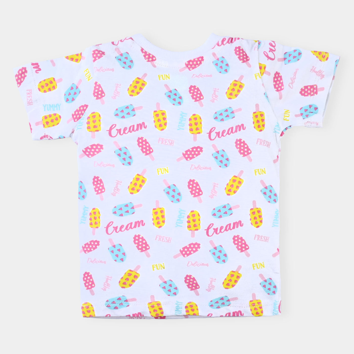 Infant Girls Cotton Jersey T-Shirt Ice Cream-White