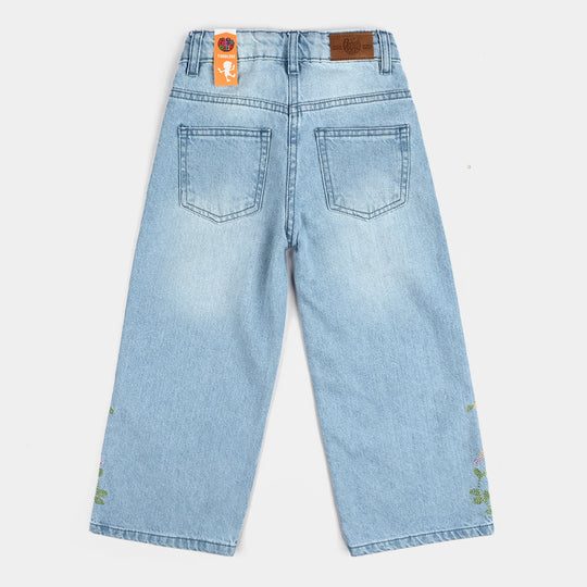 Girls Denim Stretch Pant Emb - LIGHT BLUE