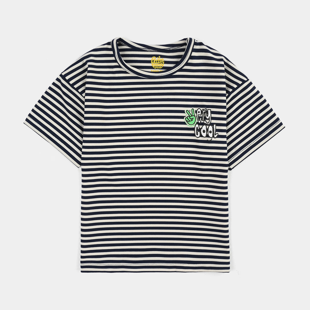 Boys Yarn Dyed T-Shirt Very Cool-Blue