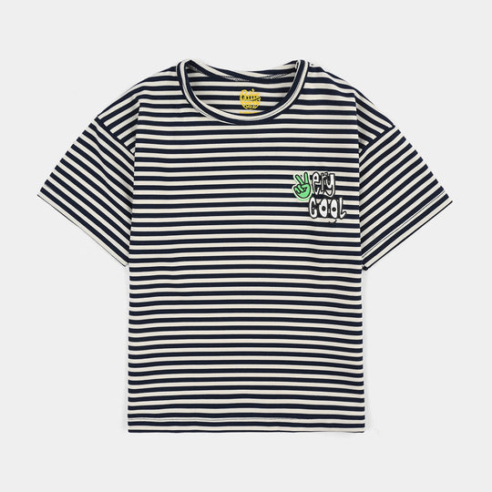 Boys Yarn Dyed T-Shirt Very Cool-Blue