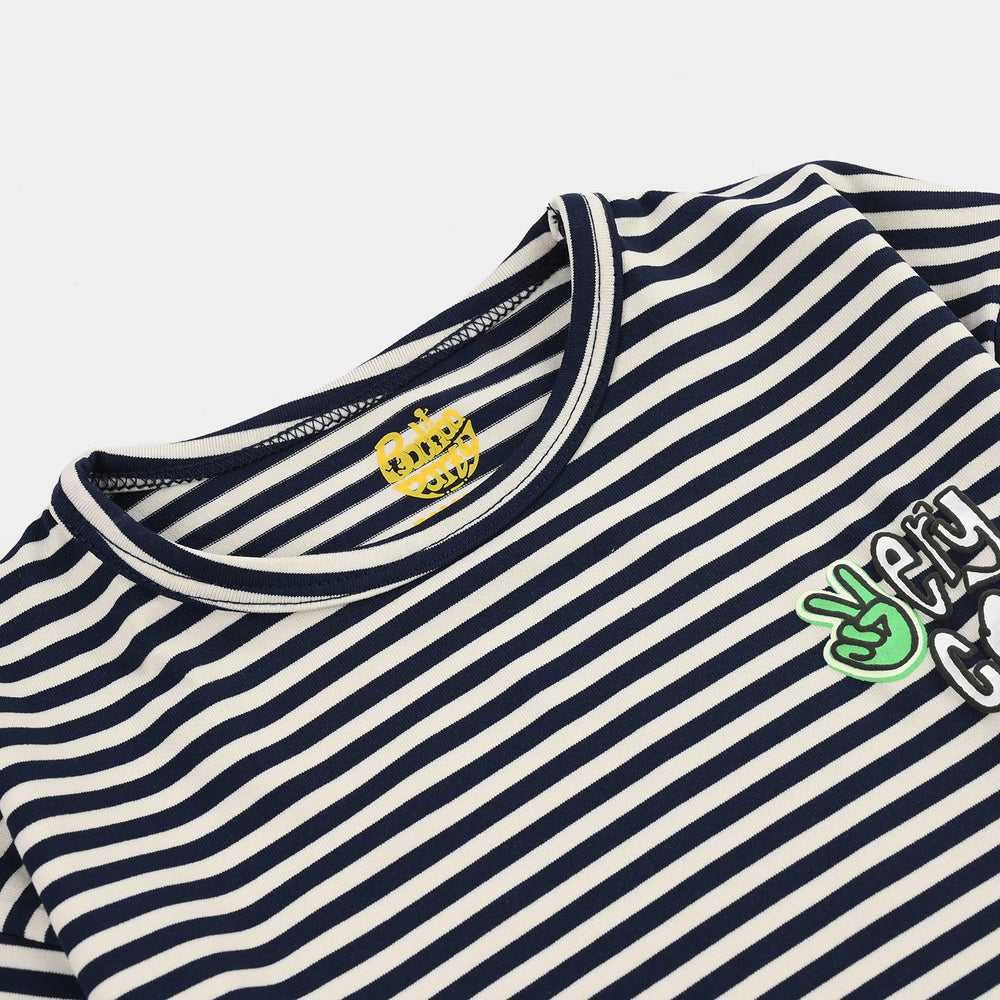Boys Yarn Dyed T-Shirt Very Cool-Blue