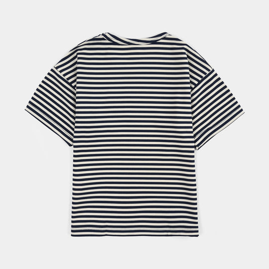 Boys Yarn Dyed T-Shirt Very Cool-Blue