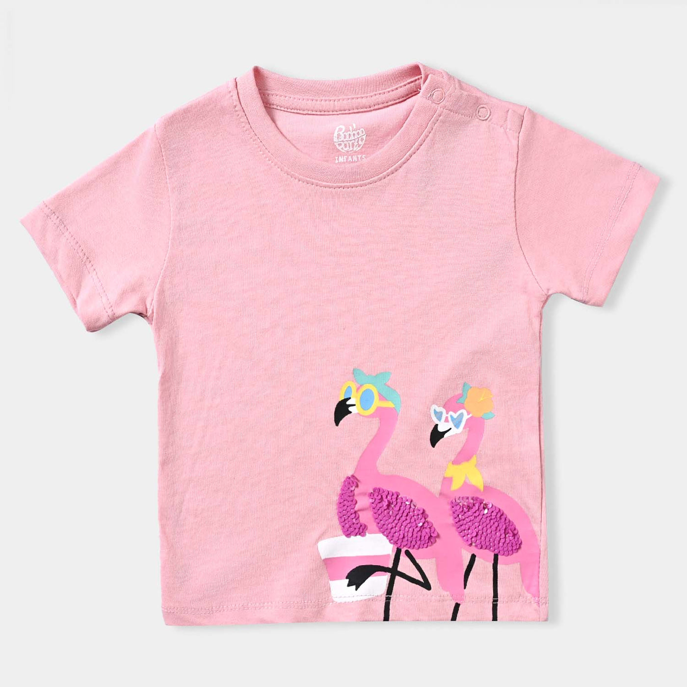 Infant Girls Cotton Jersey T-Shirt Flamingo-Candy Pink