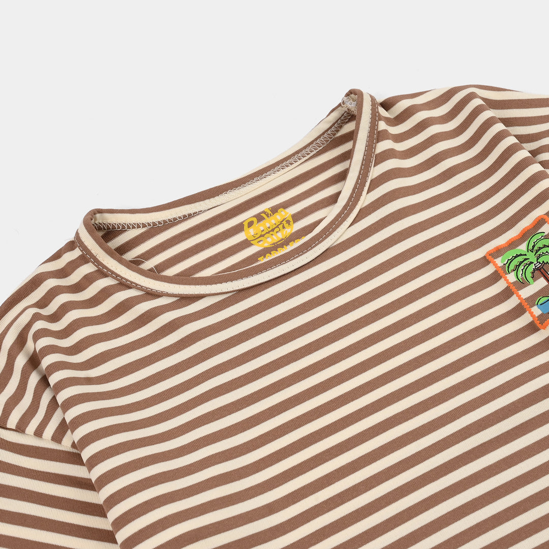 Boys Jacquard knitted T-Shirt Palm Tree-BROWN