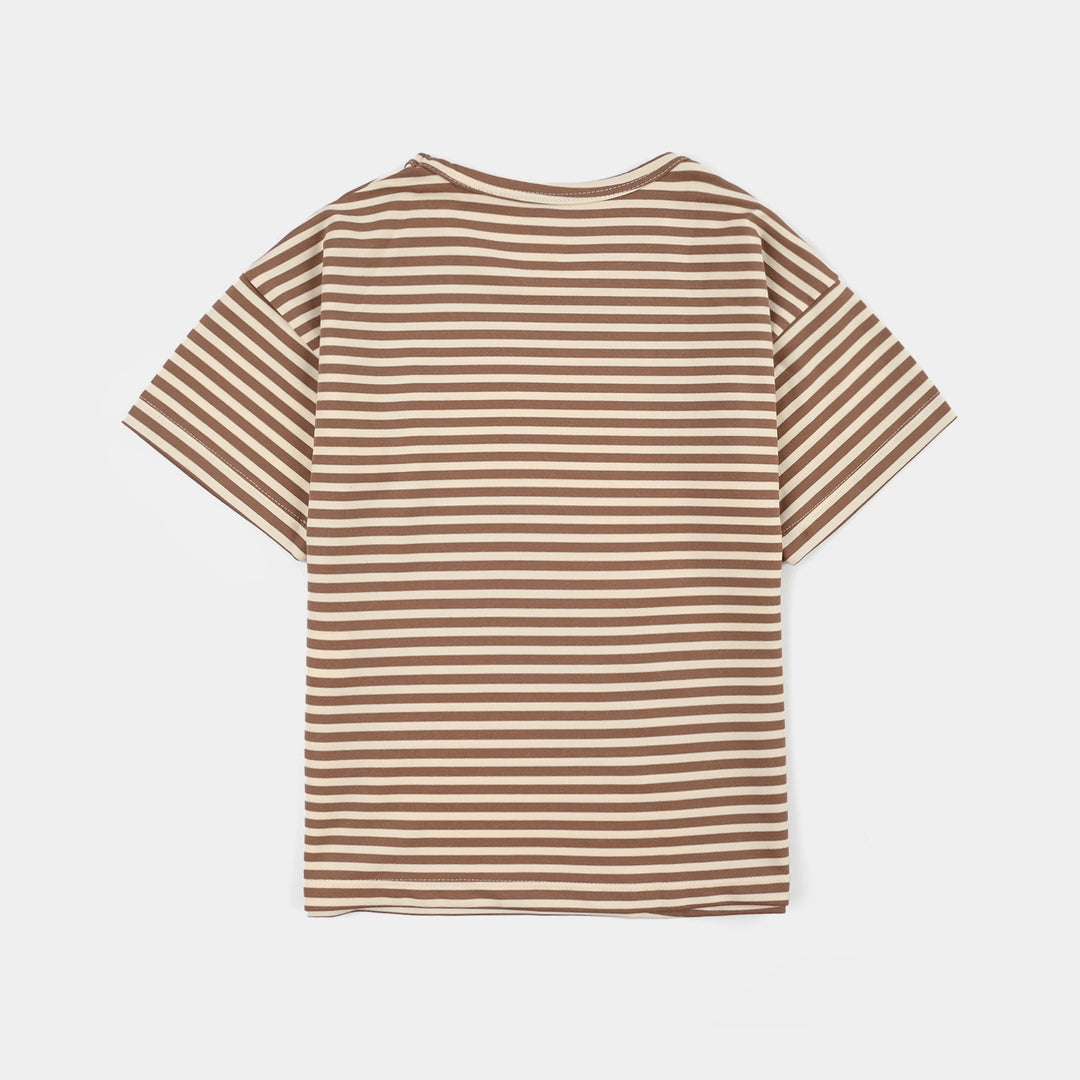 Boys Jacquard knitted T-Shirt Palm Tree-BROWN