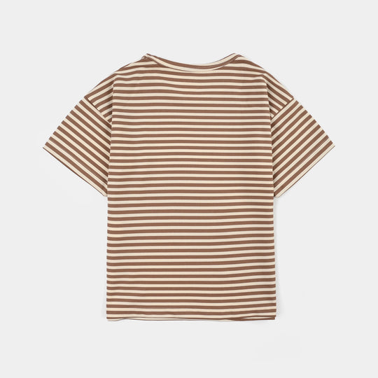 Boys Jacquard knitted T-Shirt Palm Tree-BROWN