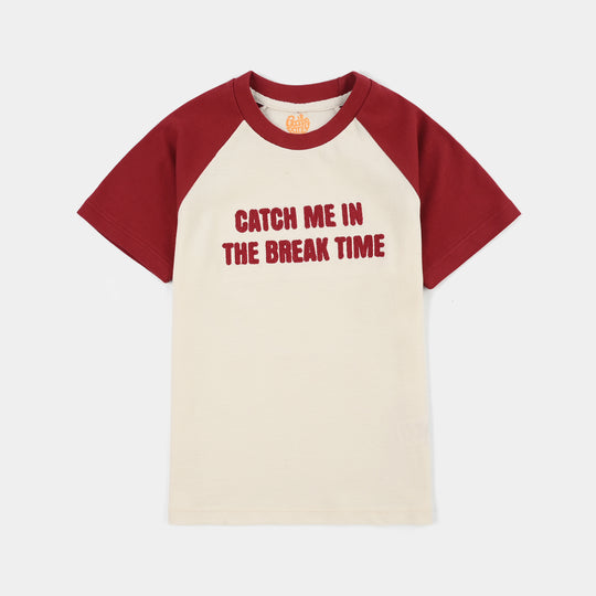 Boys Cotton PK T-Shirt H/S Catch Me-OFF-White