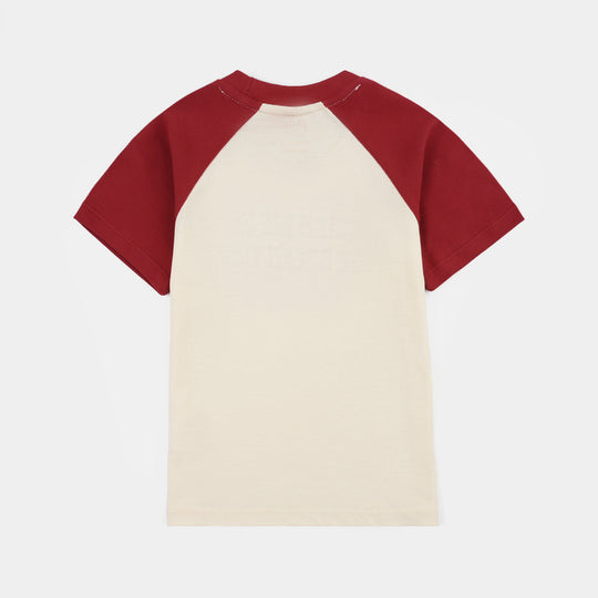 Boys Cotton PK T-Shirt H/S Catch Me-OFF-White