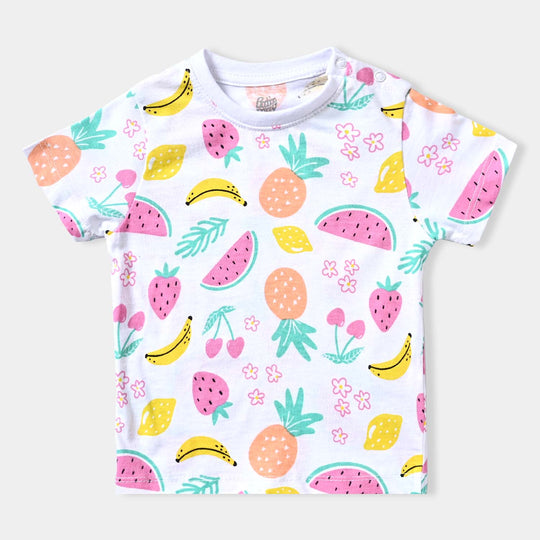 Infant Girls Cotton Jersey T-Shirt Fruits-Printed