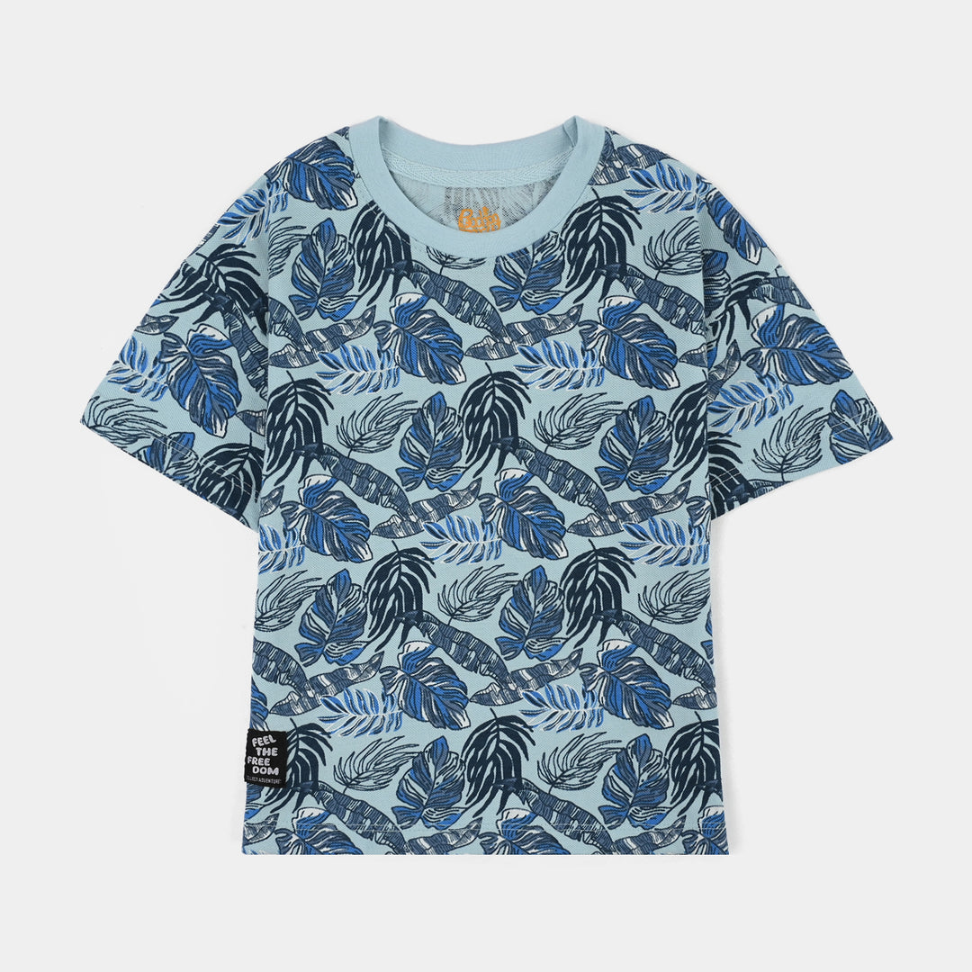 Boys Cotton PK T-Shirt Feel The Freedom-Blue